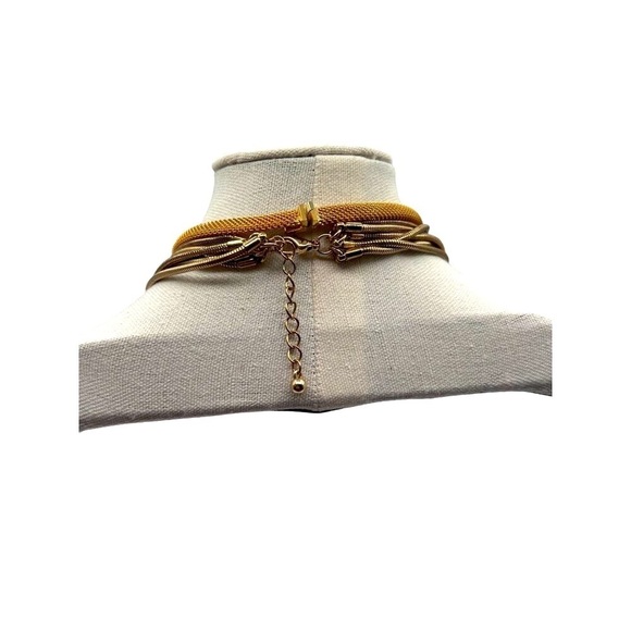 Gold-Tone Multi-Layer Necklace & Bracelet Set With Rhinestone Accents - Picture 5 of 9